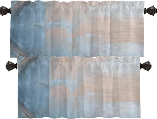 Vista 25 de Shrahala Cortinas de nivel de chakras con mandala beige para ventanas de cocina, paneles de cortina de ventana de mandala multicapa de poliéster