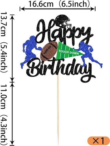 Vista 2 de Rsstarxi 1 paquete de decoración de pastel de fútbol americano de feliz cumpleaños, decoración de pastel de fútbol americano para amantes