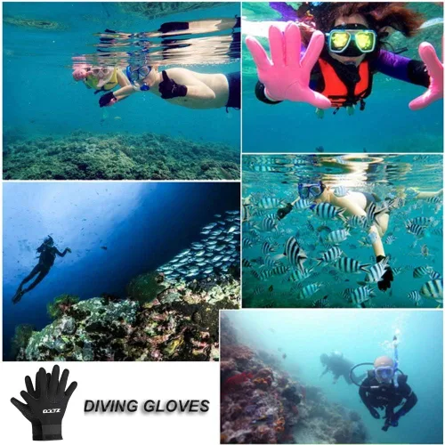 Vista 2 de Skyone Guantes de neopreno para buceo, guantes de buceo para hombres, mujeres, niños, 0.118 pulgadas, flexibles, antideslizantes, térmicos, de cinco