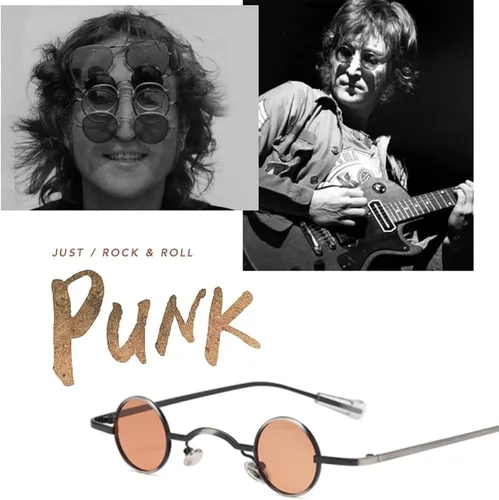 Vista 3 de Dollger Gafas de sol polarizadas punk de los años 70, diseño de círculo hippie, Té