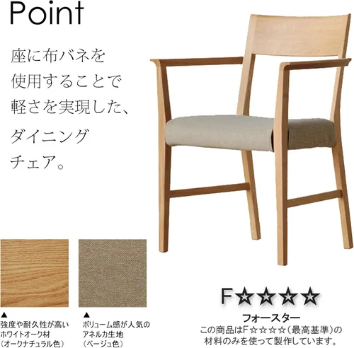 Vista 7 de Morita Interior Industries Neos 281643 Dining Chair, Natural/Anelka Beige, Width 22.4 x Depth 19.7 x Height 30.7 x Seat Height 16.9 inches