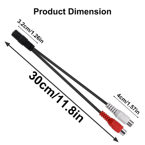 Vista 8 de 3.5mm to 2 RCA Audio Cable Stereo Y Splitter Adapter 25cm