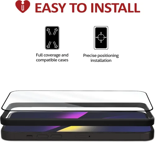 Vista 4 de iCarez Protector de pantalla de vidrio templado para iPhone 15 Pro de 6.1 pulgadas 2023 (paquete de 2) compatible con fundas, cobertura completa