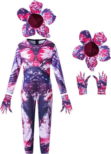 Vista 2 de Kewlent Disfraz de Demogorgon de Halloween para niños, overol de monstruo de flores para cosplay