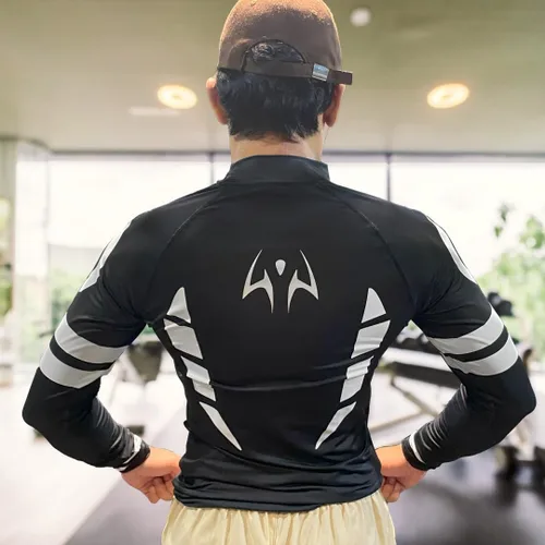 Vista 3 de Camisas de compresión de manga larga de anime para hombre, ropa de gimnasio, equipo de entrenamiento atlético