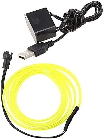 Vista 3 de Cable electroluminiscente USB para decoración de automóvil, kit de tiras de luces de neón portátiles
