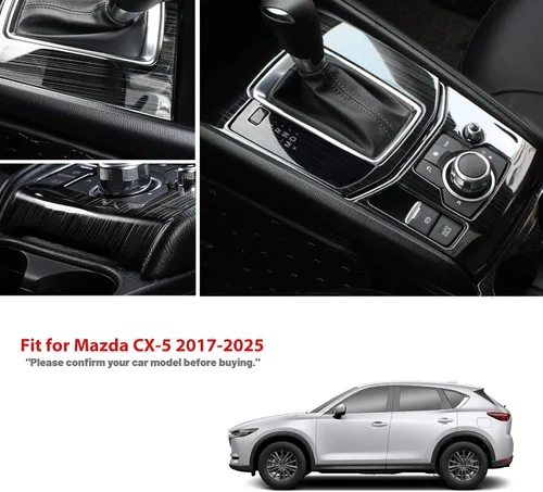 Vista 2 de Compatible con Mazda CX-5 2025 2024 2023 2022 2021 2020 2019 2018 2017 Accesorios para consola central de automóvil, panel de engranajes, cubierta
