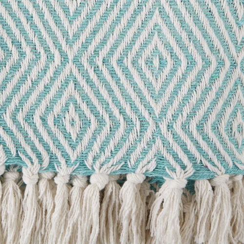 Vista 3 de DII Diamond Throw Collection - Manta de algodón tejido, 50x60, aguamarina