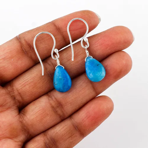 Vista 94 de Aretes de aro de cristal afganita natural Piedras afganas de alto grado Aretes chapados en plata Gota lisa Joyas de piedras preciosas hechas