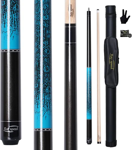 Vista 26 de 58" Pool Cue Low Deflection Billiard Cue 12.5mm Tip FPB-Negro+Azul