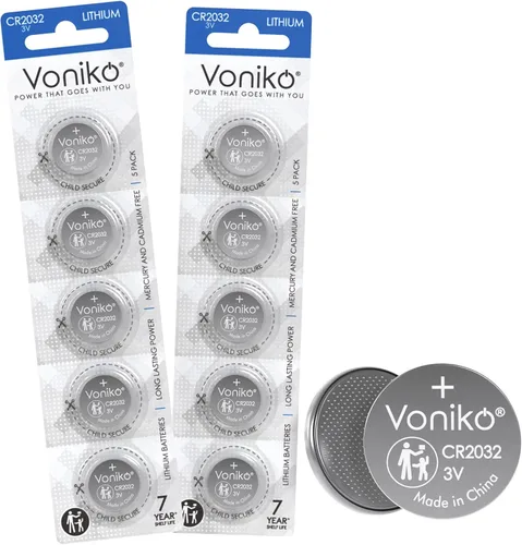 Vista 9 de Voniko Pilas de litio CR2032 de 3 V para seguridad infantil, compatibles con AirTag, llaveros, termómetros, básculas, 7 años de vida útil