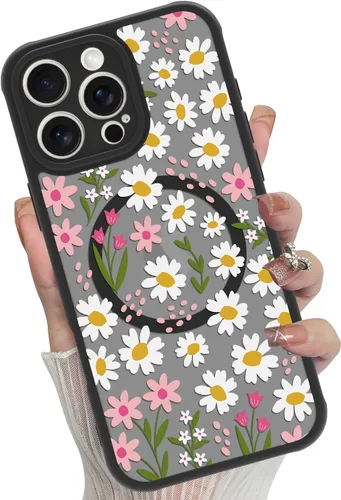 Vista 22 de Funda magnética para iPhone 17 Pro [compatible con MagSafe], bonita funda de moda con estampado de leopardo negro, translúcida, mate, parte trasera