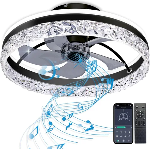 Vista 8 de Ventilador de Techo con Luz, Ventiladores de Techo de Perfil Bajo, Ventilador de Techo de Montaje Empotrado, Ventiladores Inteligentes de Techo