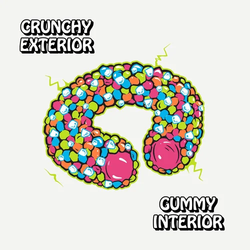 Vista 3 de Rotten Sour Gummy Cruncheez - Bajo en azúcar, bajas calorías, 5g de fibra prebiótica amigable para el intestino, caramelo sin gluten, sin colorantes