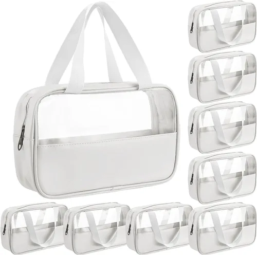Vista 19 de Buryeah 9 piezas translúcidas bolsa de maquillaje organizador de artículos de tocador para mujeres y hombres, bolsa de viaje portátil impermeable