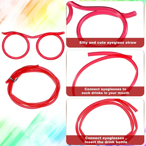 Vista 3 de 8 vasos de paja tontos, pajitas locas y divertidas, novedosas gafas para beber para reuniones anuales, fiestas divertidas, cumpleaños, varios