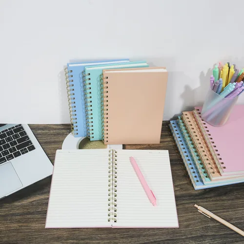 Vista 7 de Paquete de 4 cuadernos en espiral de tapa dura de 5.7 x 8.5 pulgadas, 80 hojas/160 páginas, cuaderno rayado universitario, papel grueso de 100 GSM