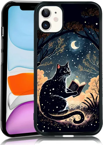 Vista 26 de Elegante funda de teléfono con diseño de gato Marie compatible con iPhone 11, funda de encaje dorado para iPhone, a prueba de golpes, rosa fucsia