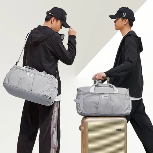 Vista 8 de YESYBC Bolsa de viaje de gimnasio para mujeres y hombres, bolsa de transporte para fin de semana para mujeres con compartimento para zapatos