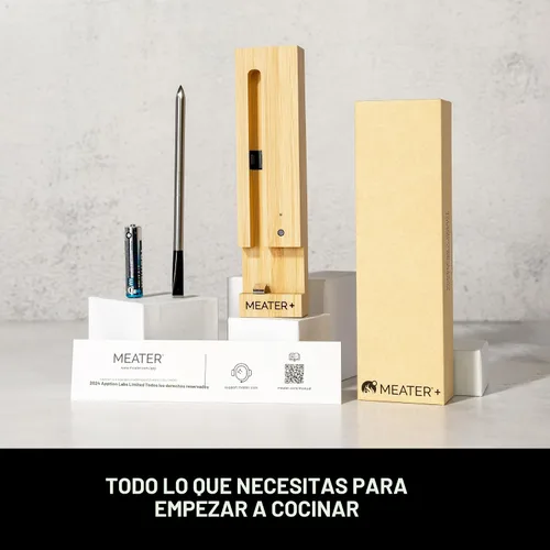 Vista 5 de MEATER Plus: Termómetro digital inalámbrico inteligente Bluetooth para carne, edición limitada, grabado King of the Grill, color azúcar moreno