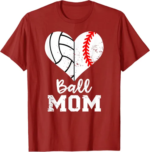 Vista 23 de Ball Mom Heart Funny Baseball Voleibol Mom - Camiseta para mamá, Negro, S