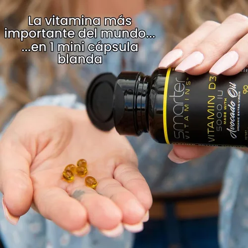 Vista 6 de Vitamina D3 5000 UI con aceite de aguacate, alta potencia 125 mcg, 90 mini cápsulas blandas D3 in non-GMO avocado oil supports calcium absorption
