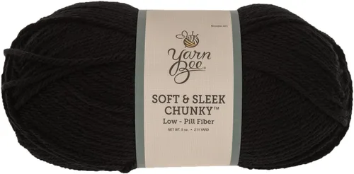 Vista 2 de Yarn Bee 5 – Hilo acrílico voluminoso para ganchillo y tejer – Madeja suave, 193 metros – Negro