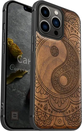 Vista 20 de Carveit Funda magnética de madera para iPhone 13 [madera natural y TPU suave negro] Funda protectora de madera única y elegante a prueba de golpes