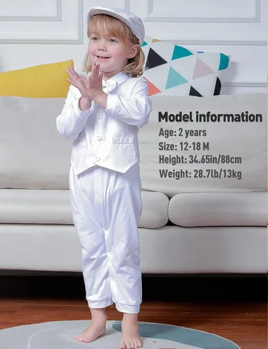 Vista 2 de A&J DESIGN Mameluco de caballero para bebé niño con corbatín
