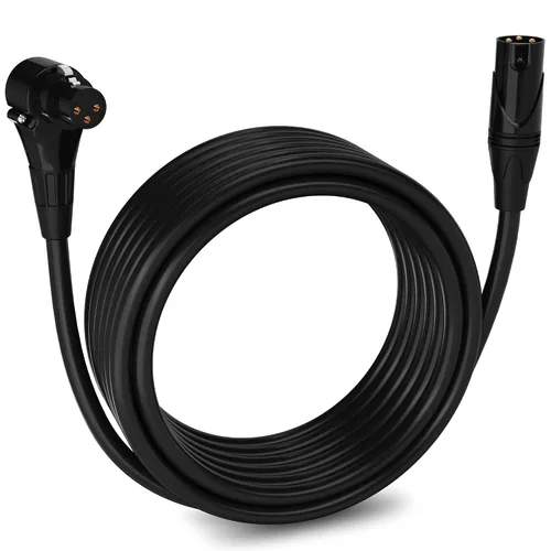 Vista 122 de LyxPro Cable de micrófono XLR hembra a macho de ángulo recto de 3 pines de 1.5 pies para altavoces amplificados, interfaz de audio, rendimiento