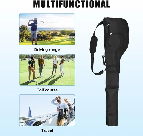 Vista 6 de Moreen - Bolsa de golf ligera, bolsa de golf pequeña plegable e impermeable para hombres/mujeres (negro)