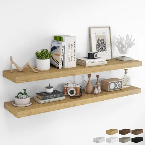 Vista 46 de RICHFOCUS Estantes flotantes de 8 pulgadas para estantes cuadrados de pared para dormitorio, cocina, baño, estante flotante de madera rústica