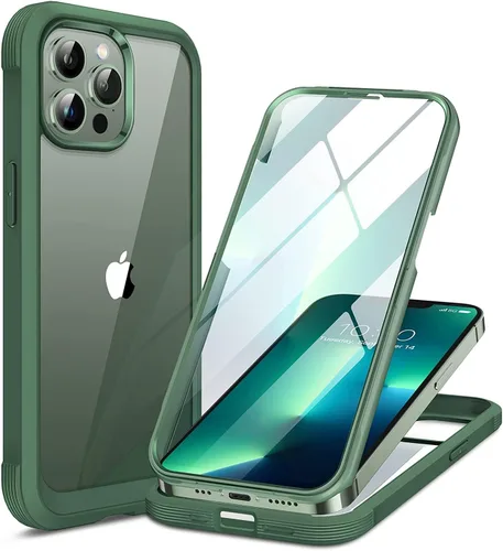 Vista 254 de Miracase - Funda magnética para iPhone 13 Pro Max de 6.7 pulgadas (compatible con MagSafe), transparente, completo, protector de pantalla de vidrio