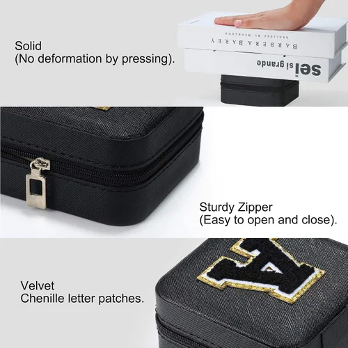 Vista 2 de Regalos de Navidad para hombres Joyero de viaje negro para hombres, collar, aretes, anillos, estuche de joyería de viaje para hombres Regalos