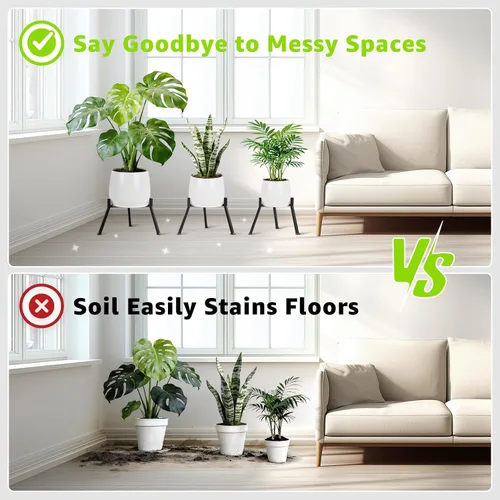 Vista 5 de Soporte de metal para plantas para interiores y exteriores, soporte de metal antioxidante, soportes de esquina estables para macetas de 5.9 a 8.7