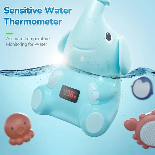 Vista 2 de G-WACK Juguetes de baño para bebés, rociador de cabezal de ducha con termómetro de agua para recién nacidos, niños pequeños y niños Accesorios