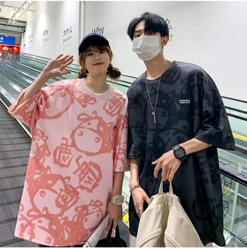 Vista 5 de CYee Mens Y2K Cartoon Print Oversized T-Shirt Summer Hip-hop Indie Sweatshirt Goth Harajuku Indie Streetwear