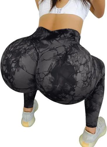 Vista 4 de OMKAGI - Leggings levanta glúteos para mujer, pantalones deportivos de yoga con diseño de tiro alto y sin costuras