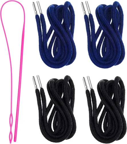 Vista 15 de Jetec Cordones de repuesto con cordón fácil de enhebrar para pantalones deportivos, pantalones cortos, pantalones, chaquetas (beige, azul marino)