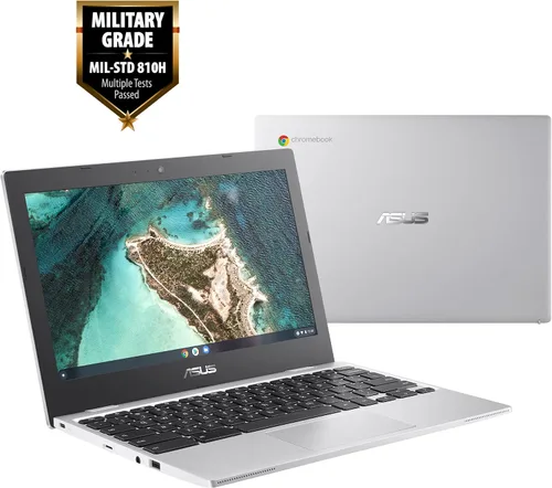 Vista 2 de ASUS - Chromebook CX1, pantalla HD NanoEdge de 11.6 pulgadas, procesador Intel Celeron N3350, 32 GB eMMC, 4GB de RAM, teclado resistente a