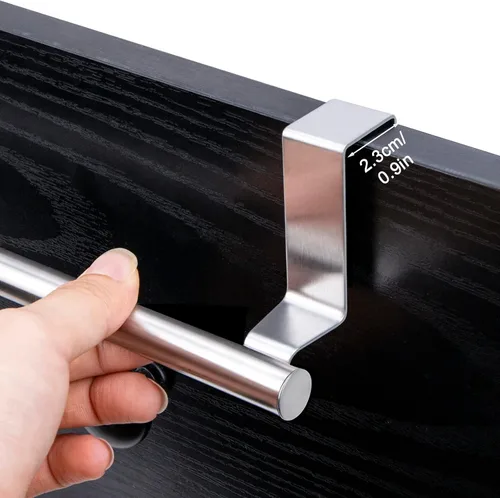 Vista 6 de Toallero para puerta de gabinete, toallero de cocina para gabinete, soporte para toallas de cocina de acero inoxidable, colgador de toallas de mano