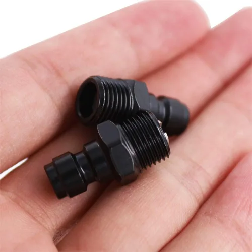 Vista 6 de Adaptador de enchufe de desconexión rápida de 0.315 in, rosca macho NPT de 1/8 pulgadas, accesorios de adaptador Foster PCP Airsoft, cobre chapado