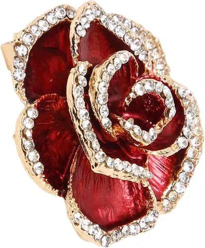 Vista 3 de Broche de flores para mujer, pétalo, burdeos, boda, exquisito, retro, aleación, pétalo, broche de pétalo, fiesta, elegante, exquisito, broche