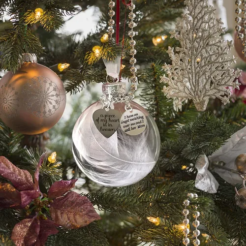 Vista 3 de Adorno conmemorativo de Navidad transparente, bola de plumas, A Piece of My Heart is in Heaven, Loss of Loved One Aunt Christmas Tree Hanging Pendan