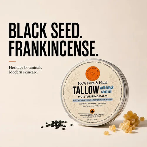 Vista 3 de Halal Tallow de ternera alimentada con pasto para la piel – 2.47 oz de crema hidratante de sarga de res orgánica – Hidratante facial de ternera
