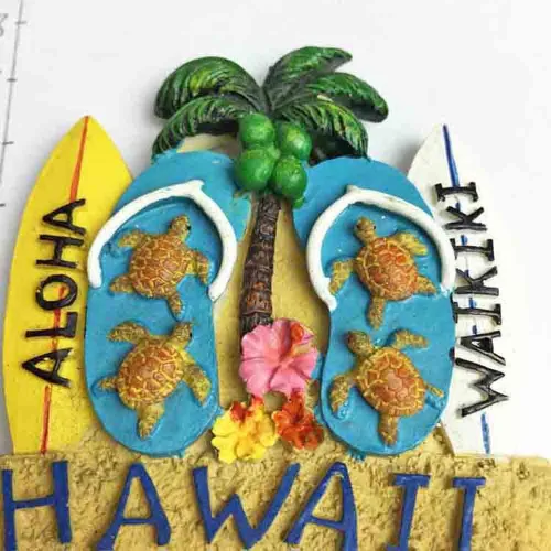 Vista 4 de Hawaii USA America Imán del refrigerador 3D Beach Slipper Travel Sticker Souvenirs Collection, decoración del hogar y de la cocina, imán