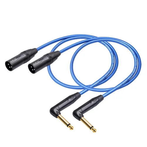 Vista 8 de Cable de audio macho de 3 pines TS a XLR de 1/4 de pulgada en ángulo recto, 0.250 in TS mono ángulo recto a XLR macho 3 pines, 6N OFC+cable de audio