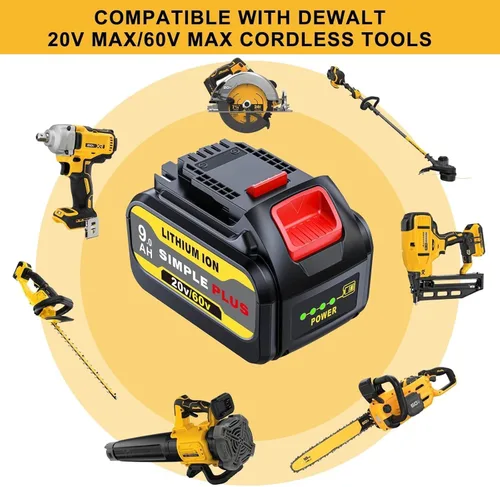 Vista 6 de 9000mAh Reemplazo para DeWalt 20V-60V MAX Batería DCB609 Compatible con DeWalt 20V/60V MAX Herramientas Eléctricas y Cargadores