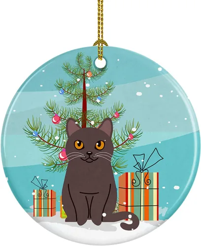 Vista 11 de Caroline's Treasures Árbol de Navidad de gato asiático, adorno de cerámica para colgar en el árbol de Navidad, decoración para el hogar, Navidad