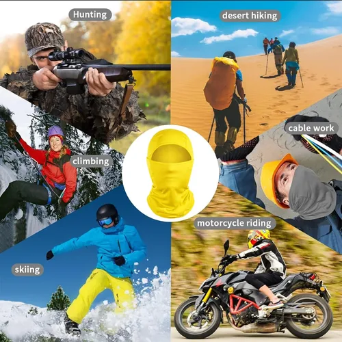Vista 6 de Achiou - Pasamontañas, máscara facial, para hombres o mujeres, máscara de cara completa con capucha, para nieve, motocicleta, correr, clima frío